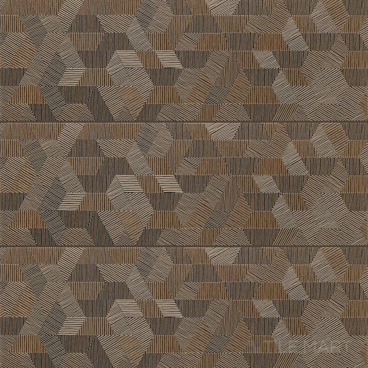 Overview view of Aurora Gold 12x36 Metallic Ceramic Tile showcasing its radiant gold-tone metallic glaze in a contemporary rectangular layout.