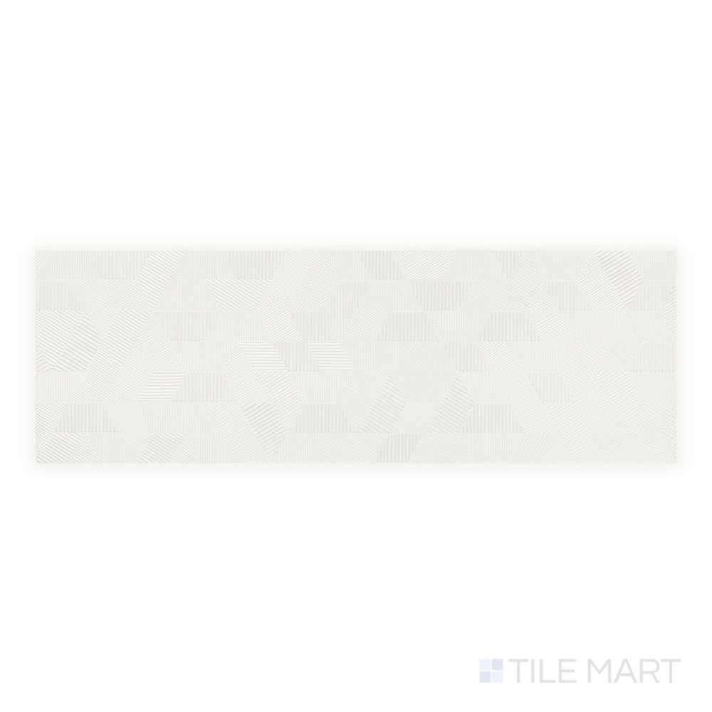 Aurora Pearl 12x36 Metallic Ceramic Tile in a top-down view, highlighting its soft pearlescent finish and shimmering ceramic body for elegant design accents.