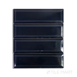 Boutique Sleek Indigo 3X9 Glossy Ceramic Subway Beveled Tile