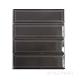 Boutique Sleek Sable 3X9 Glossy Ceramic Subway Beveled Tile