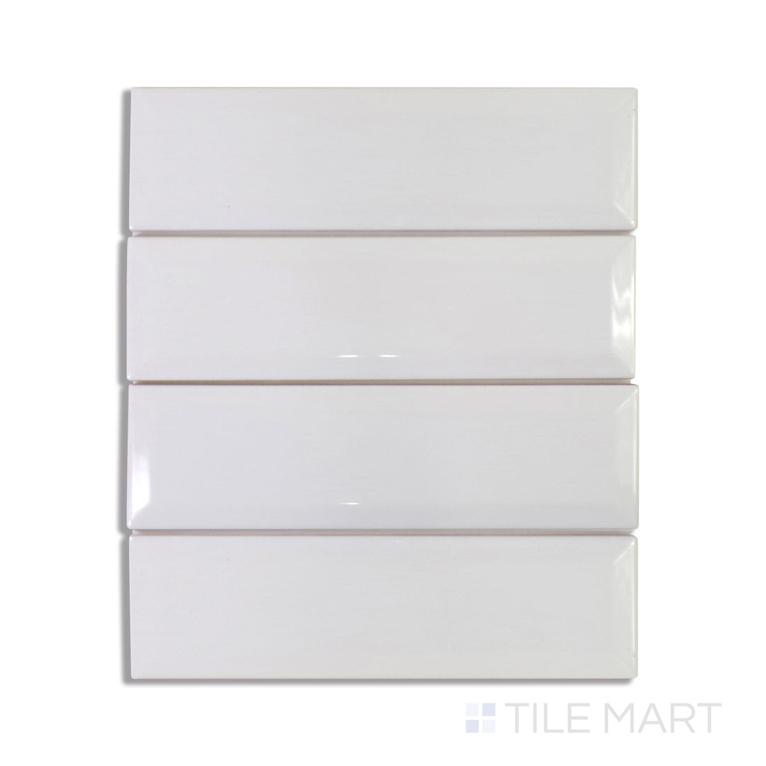A smooth white tile with a high-gloss finish, adding a touch of brightness and elegance to any room.