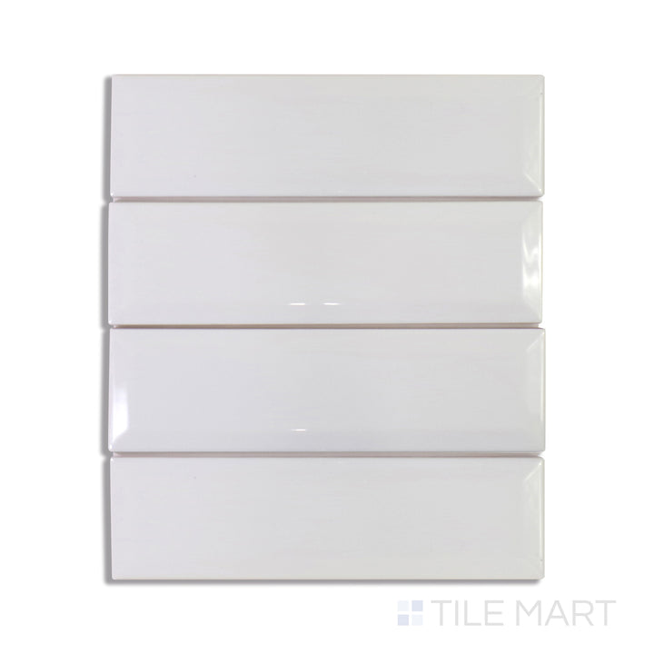 A smooth white tile with a high-gloss finish, adding a touch of brightness and elegance to any room.
