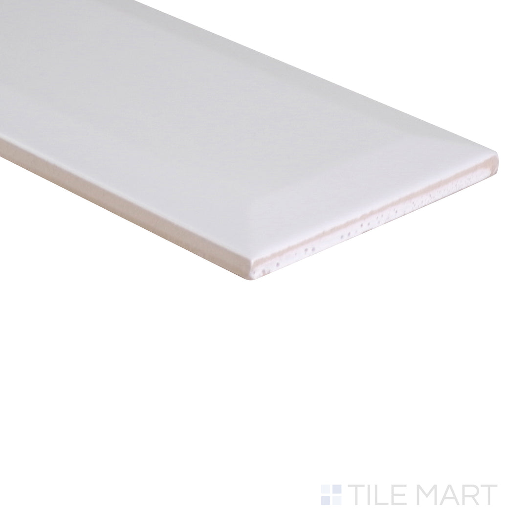 A close-up angled view of the matte white tile from the Salt Matte series, highlighting its subtle texture and smooth finish.