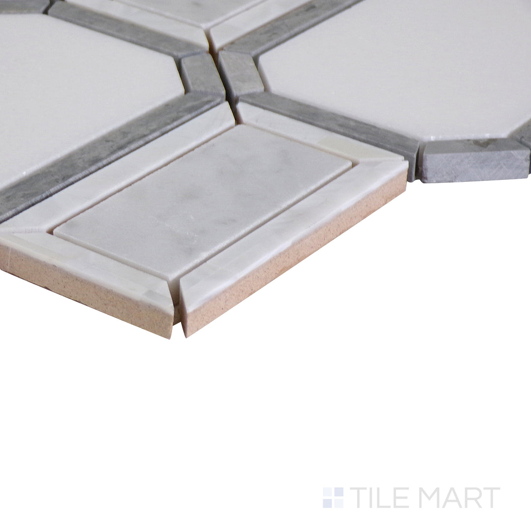 An angled shot of the beige tile, highlighting its neutral tones and refined surface texture.