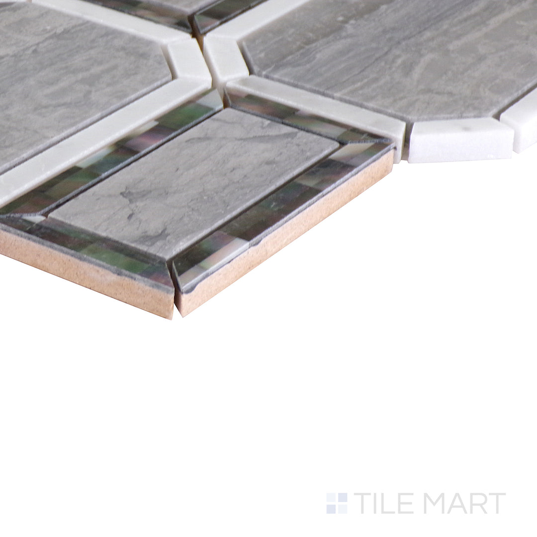 Angled shot showcasing the beige and tan ceramic tile from the Boutique Sleek series, highlighting its smooth surface and refined texture.