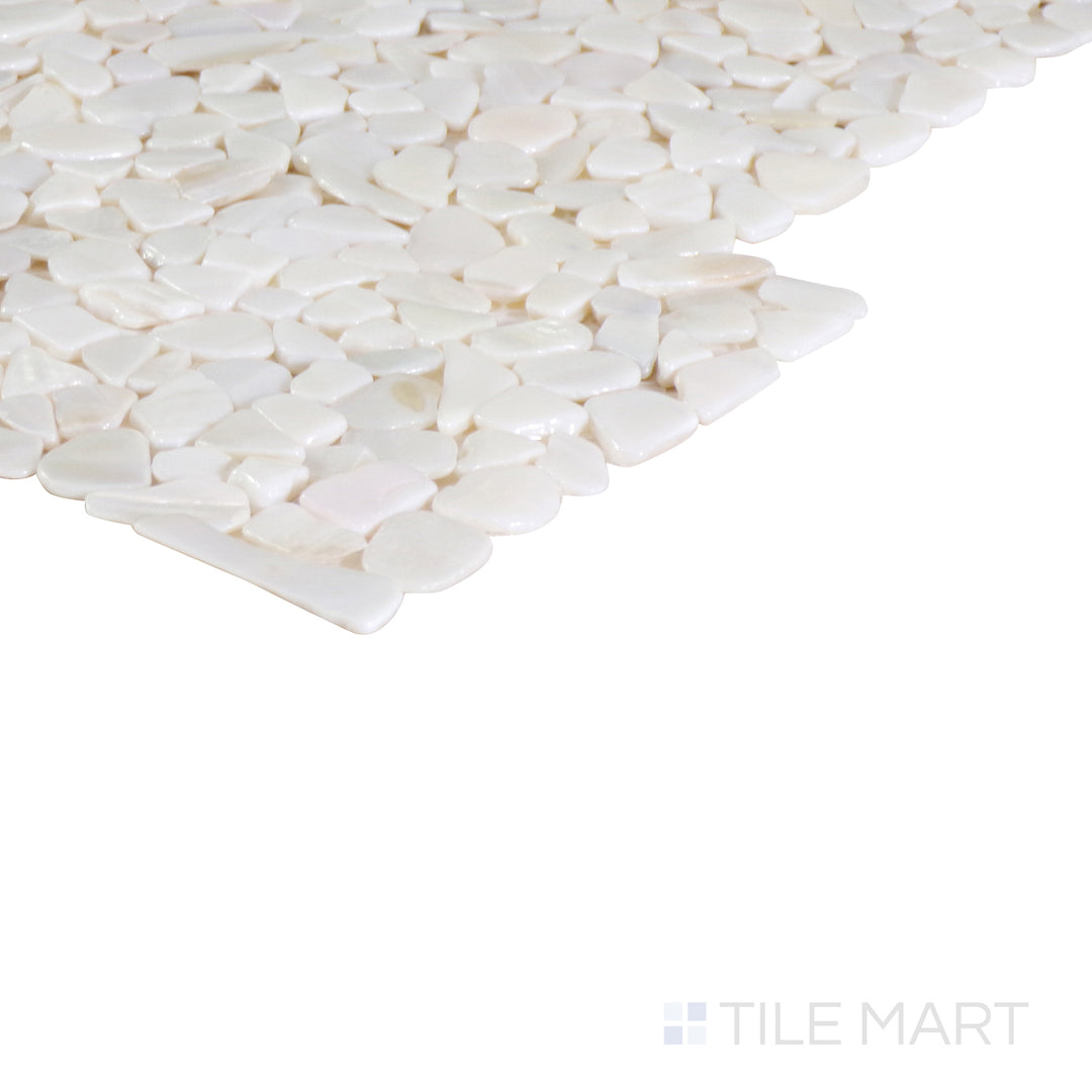 An angled perspective of the glossy white tile from the Salt Glossy series, reflecting light to enhance its sleek appearance.