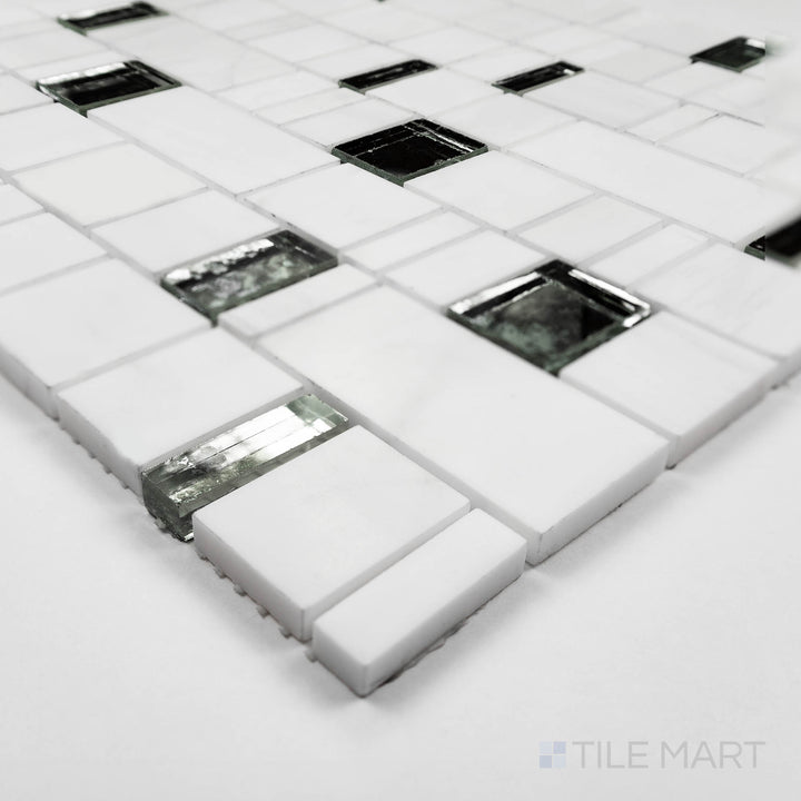 A detailed corner view of the indigo blue tile, revealing its solid construction and substantial thickness.