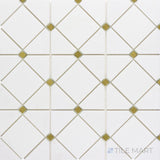 Dazzle Gold Limelight Honed Thassos, Glass Mosaic