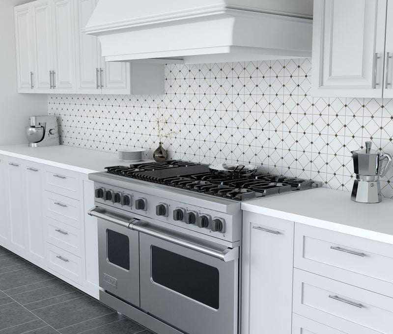 Dazzle Silver Limelight honed mosaic blends subtle textures and reflective glass, offering a refined and elegant aesthetic.