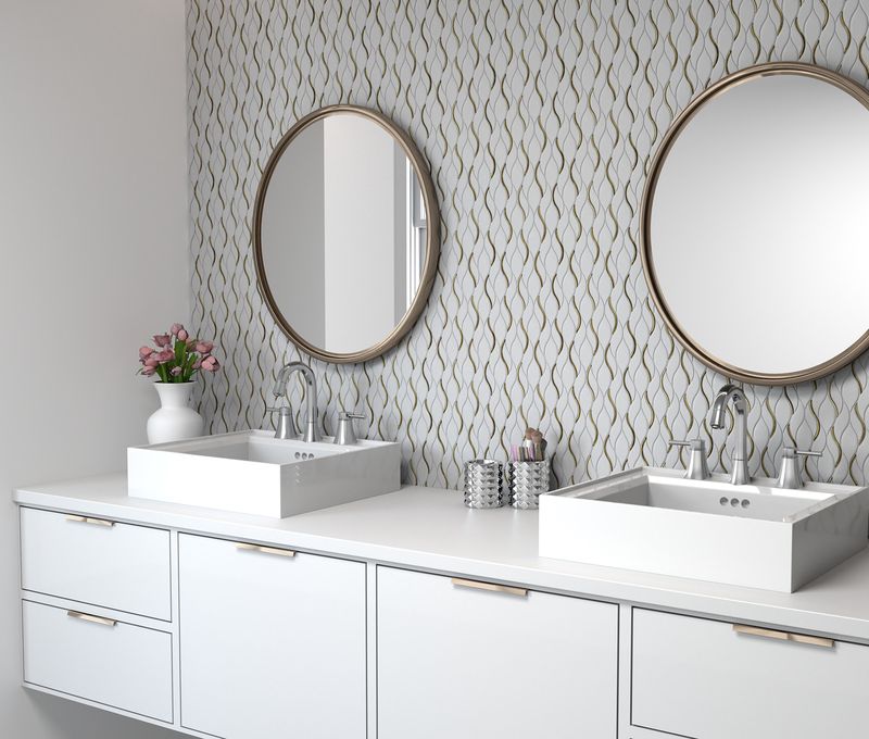 An elegant space with glossy white tiles from the Salt Glossy series, reflecting natural light beautifully.