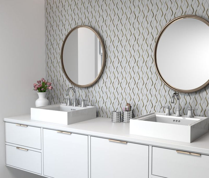 An elegant space with glossy white tiles from the Salt Glossy series, reflecting natural light beautifully.