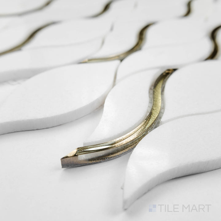 Close-up corner shot of the glossy white tile, showing its ceramic build and sleek edges.