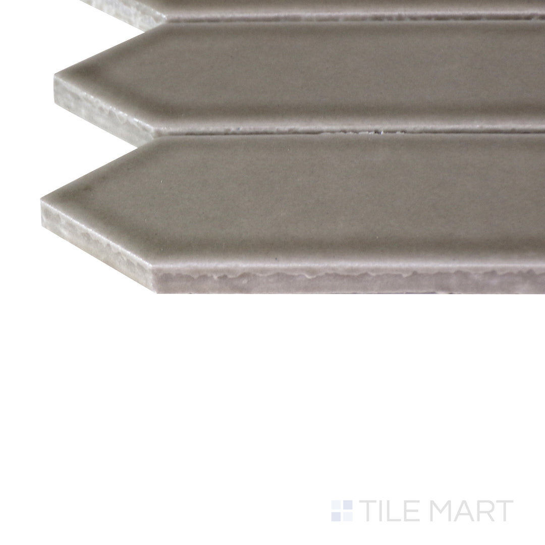 Corner view of the beige tile, highlighting its premium ceramic material and elegant, thin profile.