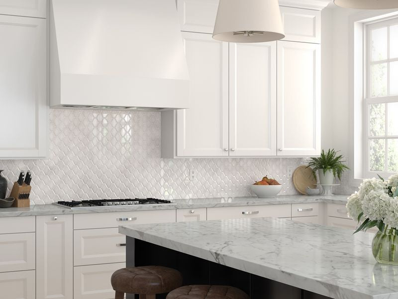 A modern room with indigo blue tiles from the Boutique Sleek series, creating a bold statement against minimalist decor.