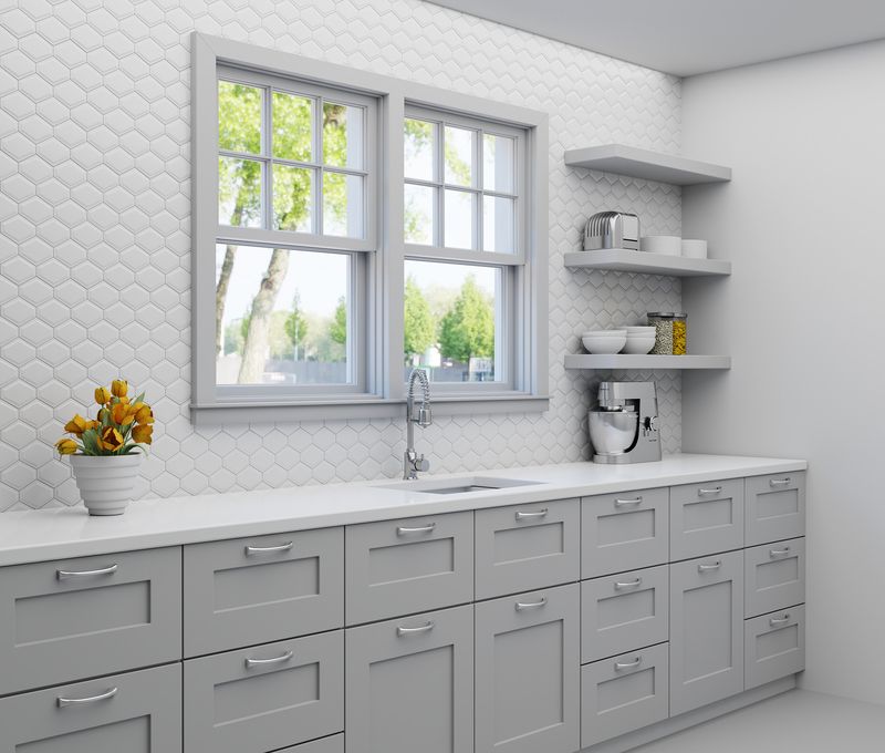 An elegant space with glossy white tiles from the Salt Glossy series, reflecting natural light beautifully.