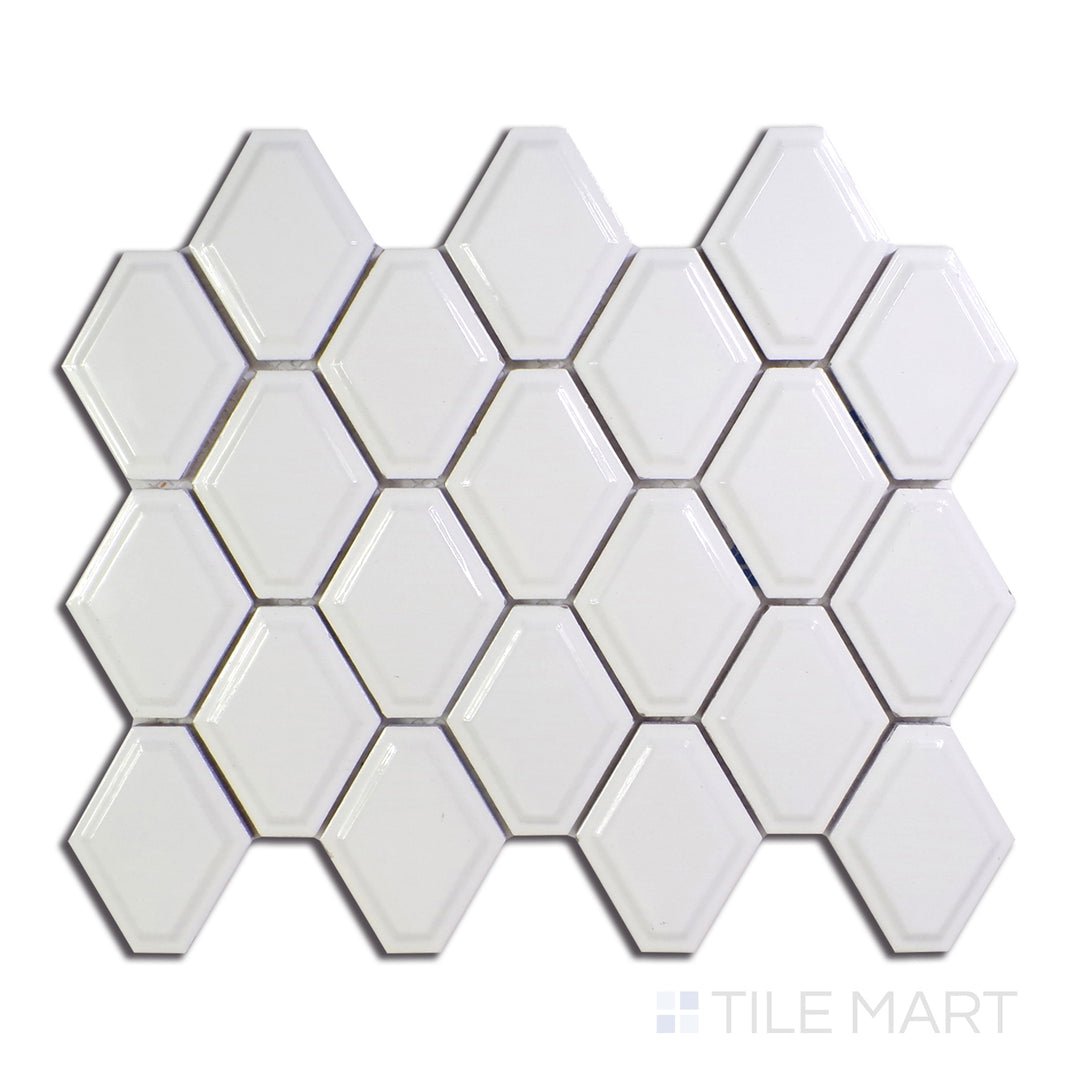 A smooth white tile with a high-gloss finish, adding a touch of brightness and elegance to any room.