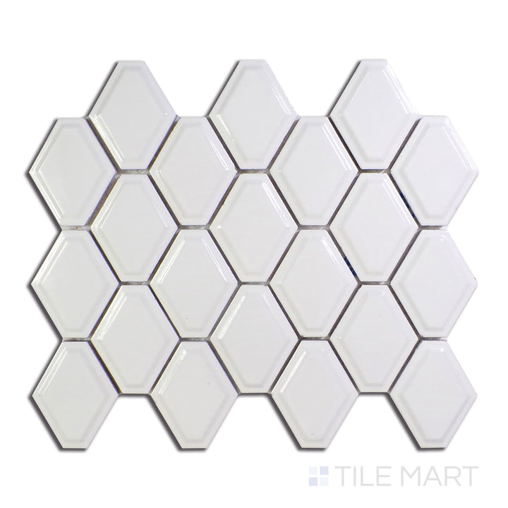 A smooth white tile with a high-gloss finish, adding a touch of brightness and elegance to any room.