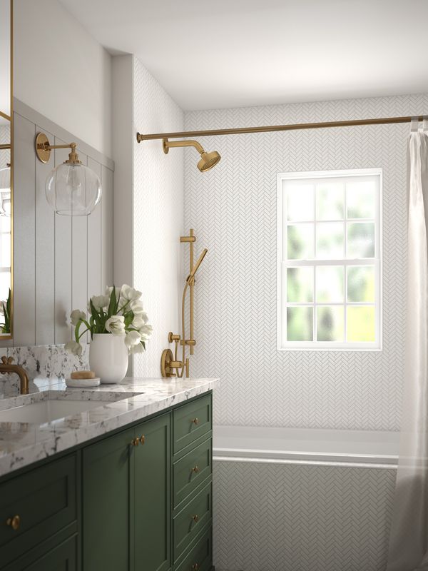 Striking indigo blue tiles from the Boutique Sleek series add contrast and character to this sleek, contemporary room.