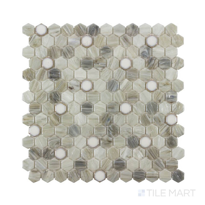 Angled shot showcasing the beige and tan ceramic tile from the Boutique Sleek series, highlighting its smooth surface and refined texture.