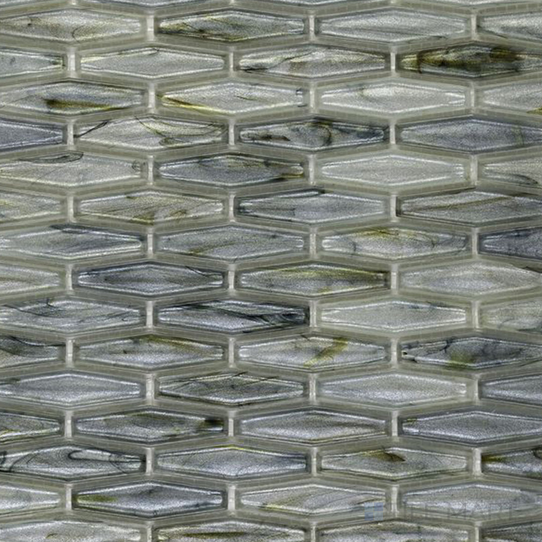 A dark, polished gray tile, offering a sophisticated look with a subtle glossy surface to enhance its texture.