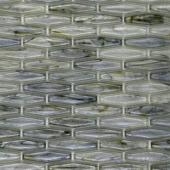 A dark, polished gray tile, offering a sophisticated look with a subtle glossy surface to enhance its texture.