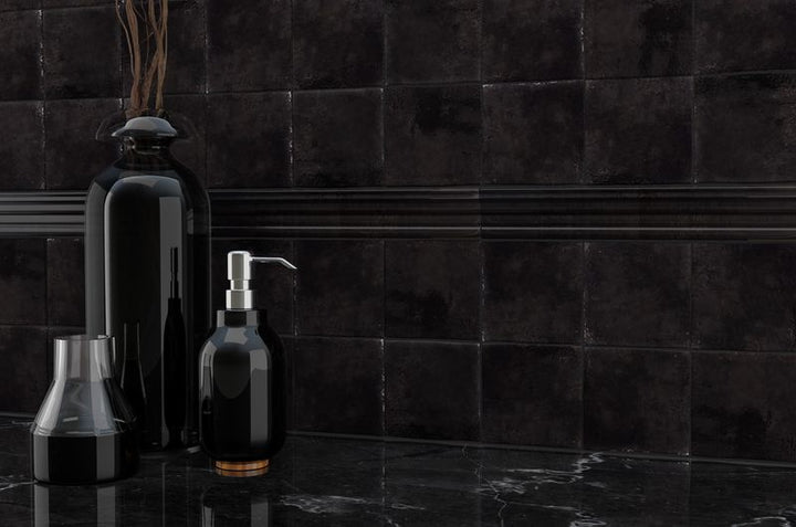 A cozy space enhanced by the beige and tan ceramic tile from the Boutique Sleek series, adding warmth and comfort.