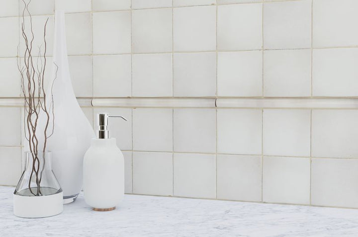 A serene environment with matte white tiles from the Salt Matte series, offering a clean and calming atmosphere.