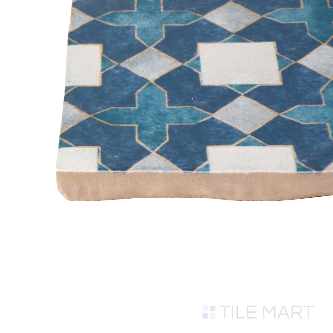 Corner view of the beige tile, highlighting its premium ceramic material and elegant, thin profile.