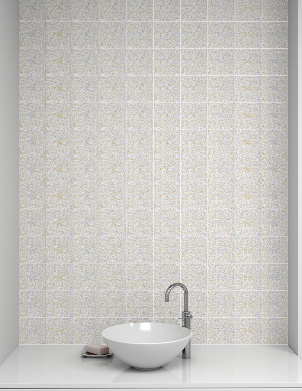 Chic beige tiles subtly complement the design of this space, bringing neutral tones and a refined look.