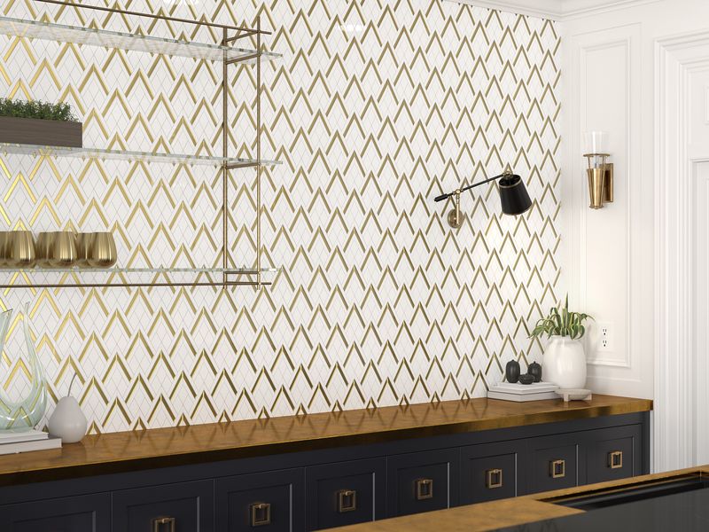 Panache Alpine Ridge Gold And White Polished Mosaic