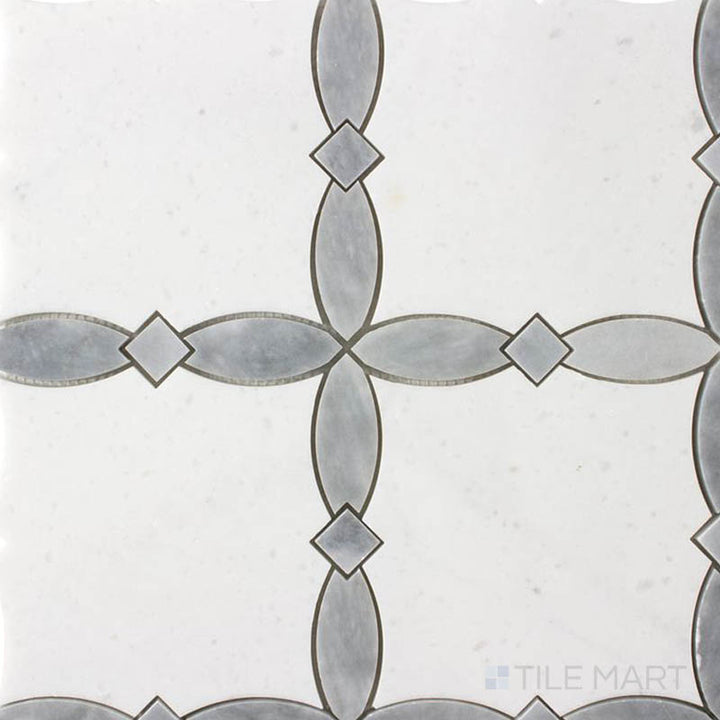 Panache Aria Lane Gray And White Polished Mosaic