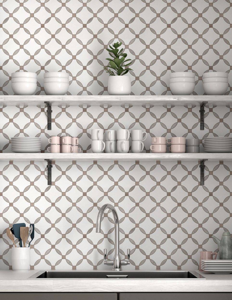 A serene environment with matte white tiles from the Salt Matte series, offering a clean and calming atmosphere.