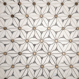 Panache Black, Gold And White Daisy Layne Polished Marble Mosaic