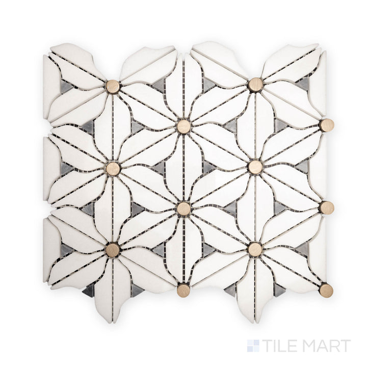 An angled shot of the tan and beige tile, revealing its polished surface and natural color variation.