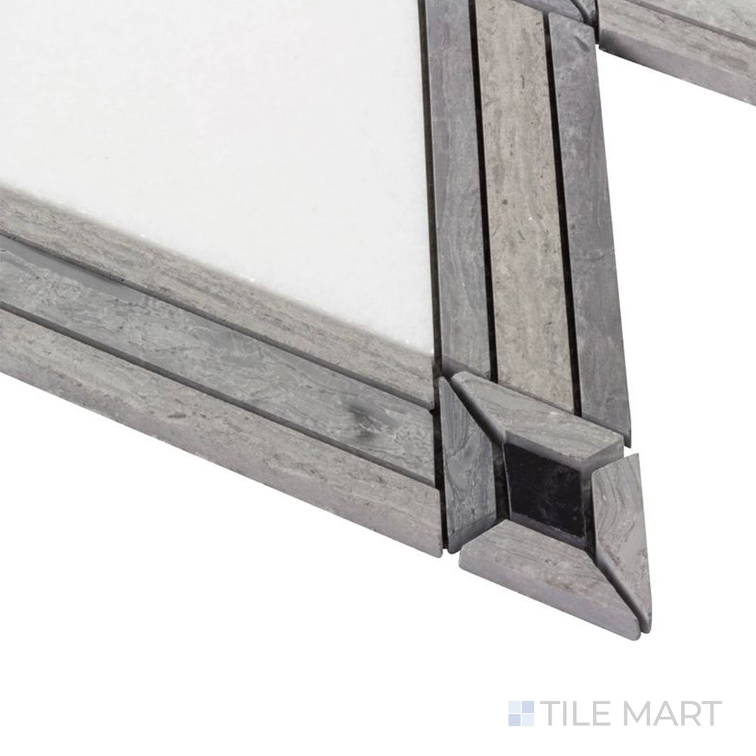 A detailed corner view of the indigo blue tile, revealing its solid construction and substantial thickness.