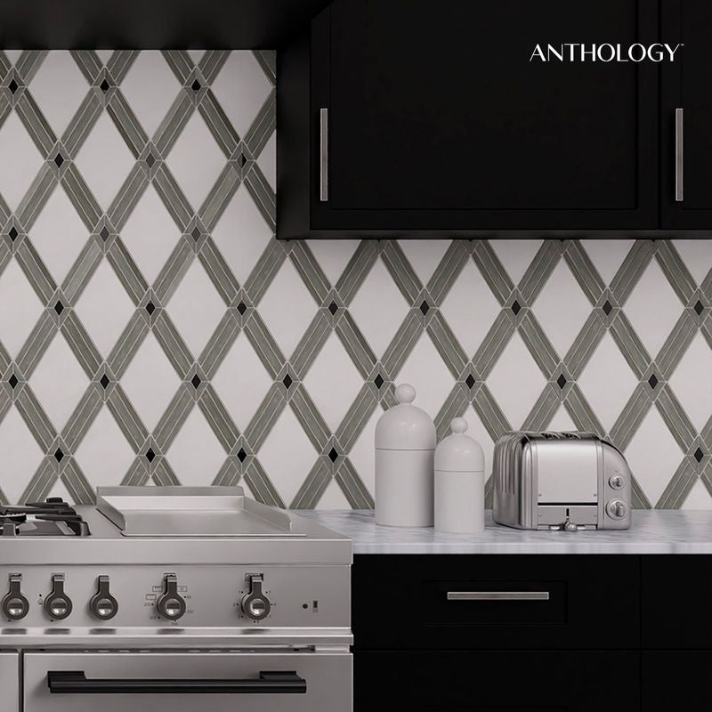 Panache Diamond Lane Black, Gray And White Polished Mosaic