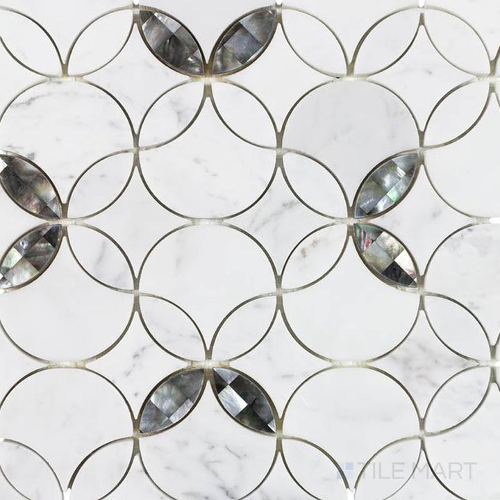 Panache Filigree Pearl Gray And White Polished Mosaic