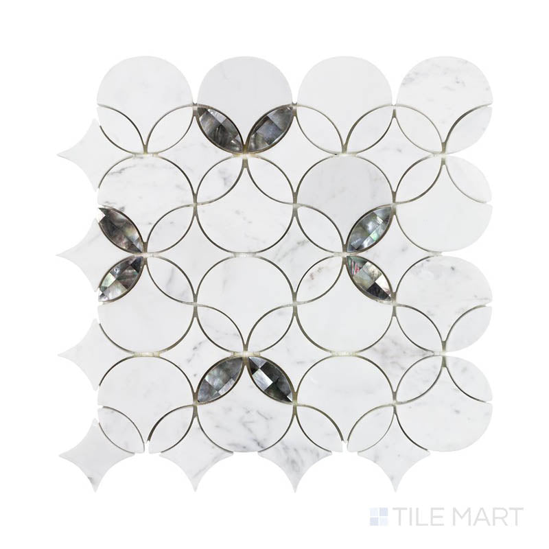 Panache Filigree Pearl Gray And White Polished Mosaic