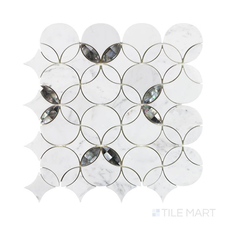 Panache Filigree Pearl Gray And White Polished Mosaic