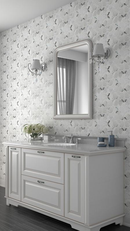 Panache Filigree Pearl Gray And White Polished Mosaic