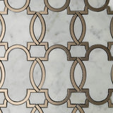 Panache Gold And White Gilt Garland Polished Marble, Metal Mosaic