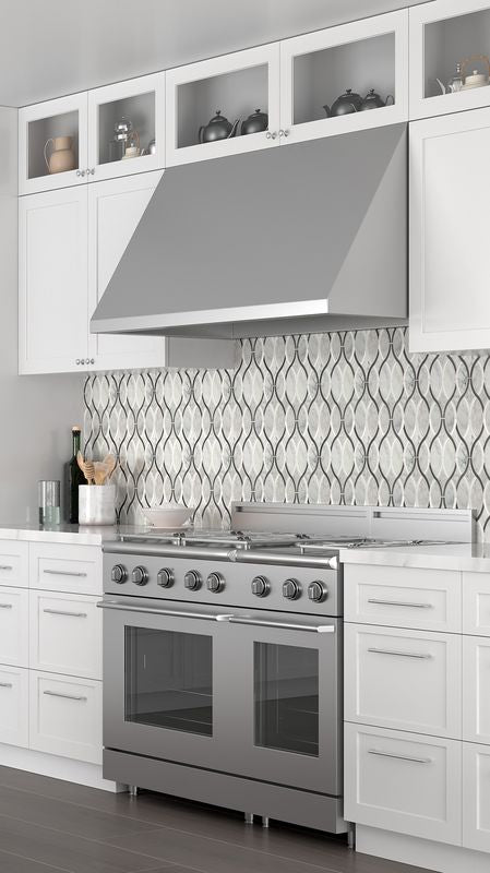 Panache Grand Ribbons Silver And White Polished Mosaic