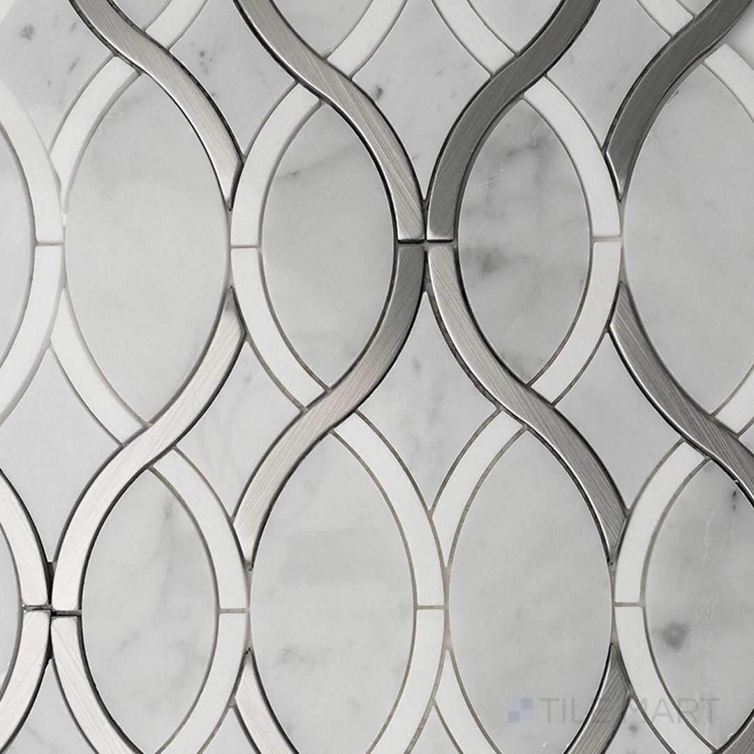 A beige tile with intricate tonal patterns, accented by a matte finish that adds understated elegance to any space.