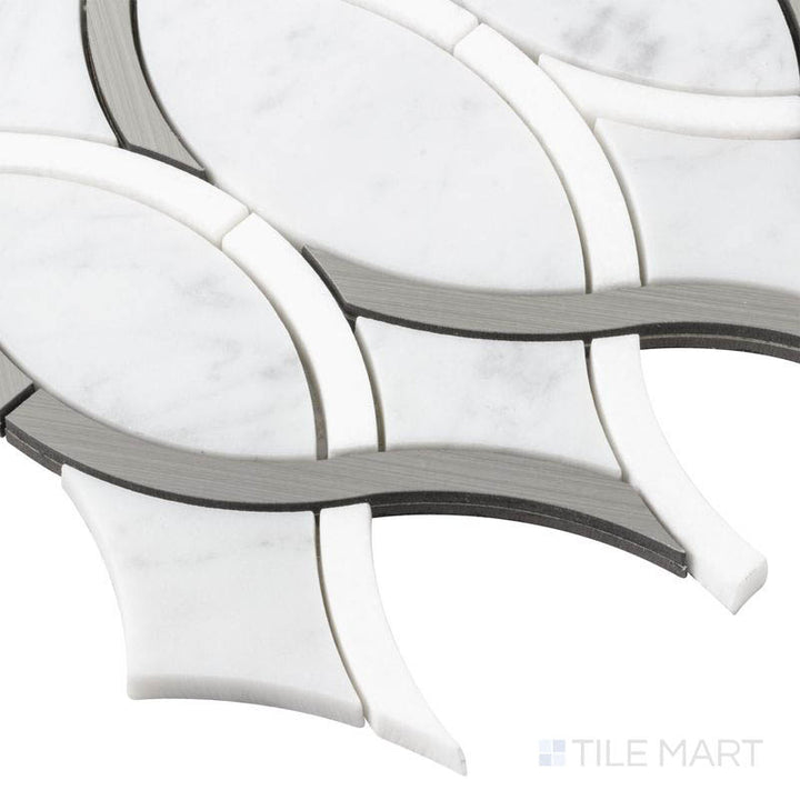 Panache Grand Ribbons Silver And White Polished Mosaic