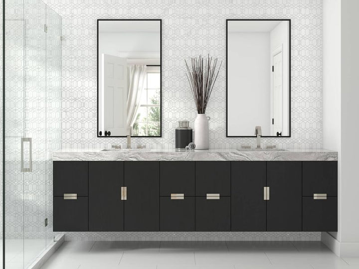 A cozy space enhanced by the beige and tan ceramic tile from the Boutique Sleek series, adding warmth and comfort.