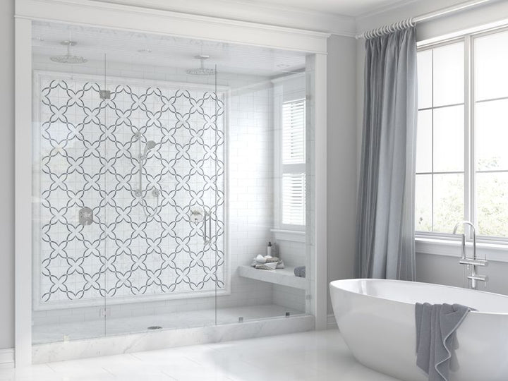 Panache Lotus Parc Gray And White Polished Mosaic