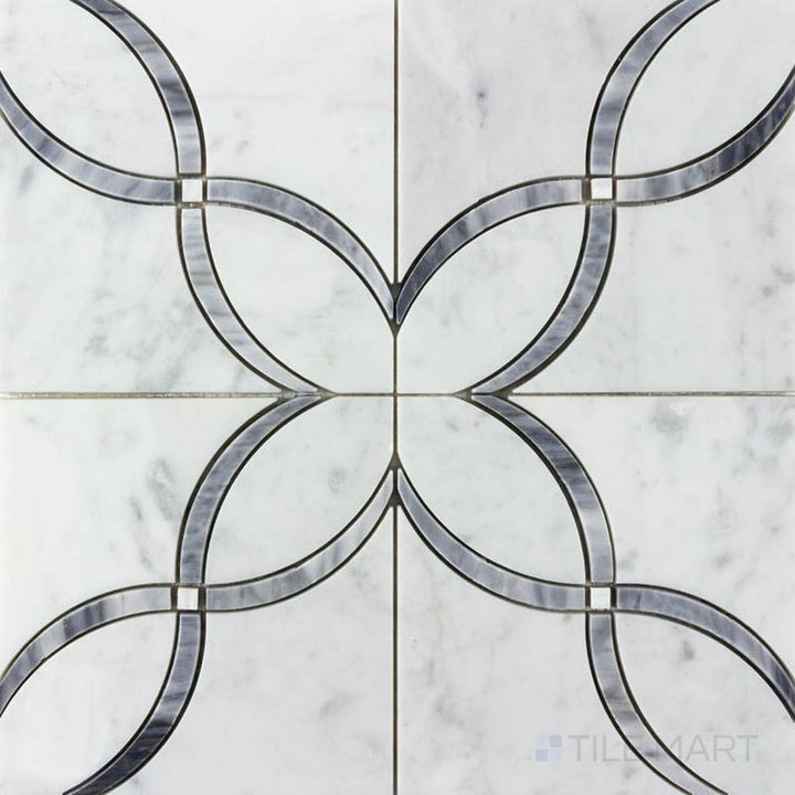 Panache Lotus Parc Gray And White Polished Mosaic