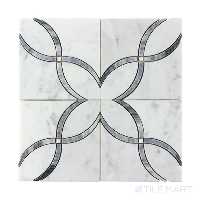 Panache Lotus Parc Gray And White Polished Mosaic