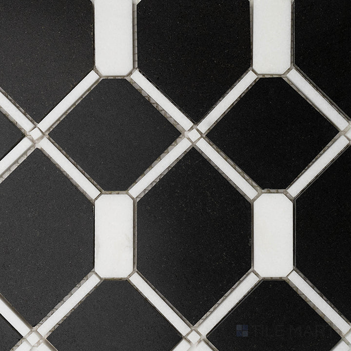 Panache Midnight Silhouette Black And White Polished Mosaic