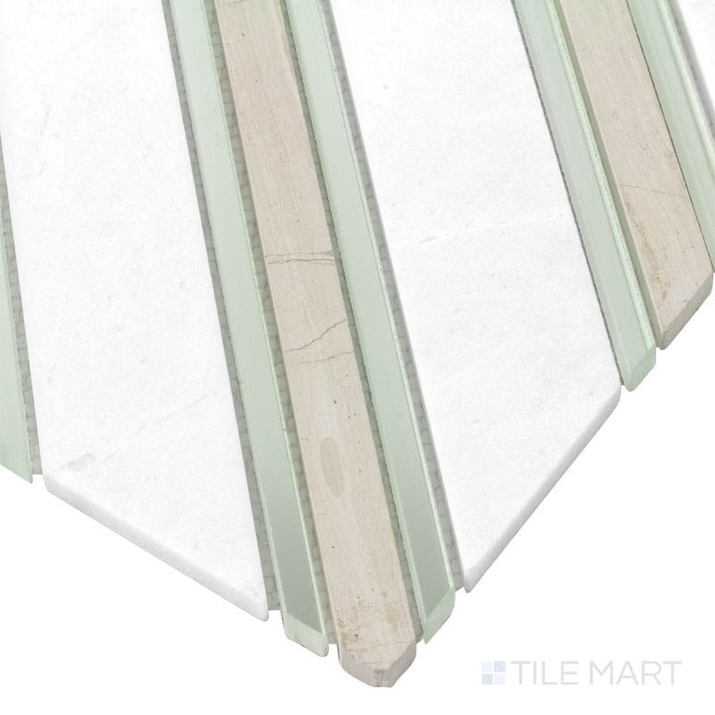 A corner perspective on the matte white tile, displaying its smooth surface and durable, well-crafted material.